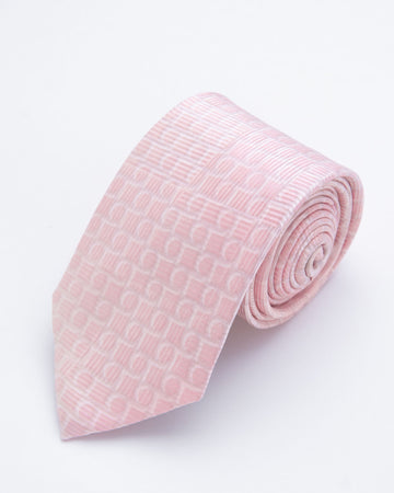 CORBATA ROSADA DISEÑO DE CUADROS CON CIRCULOS BLANCOS