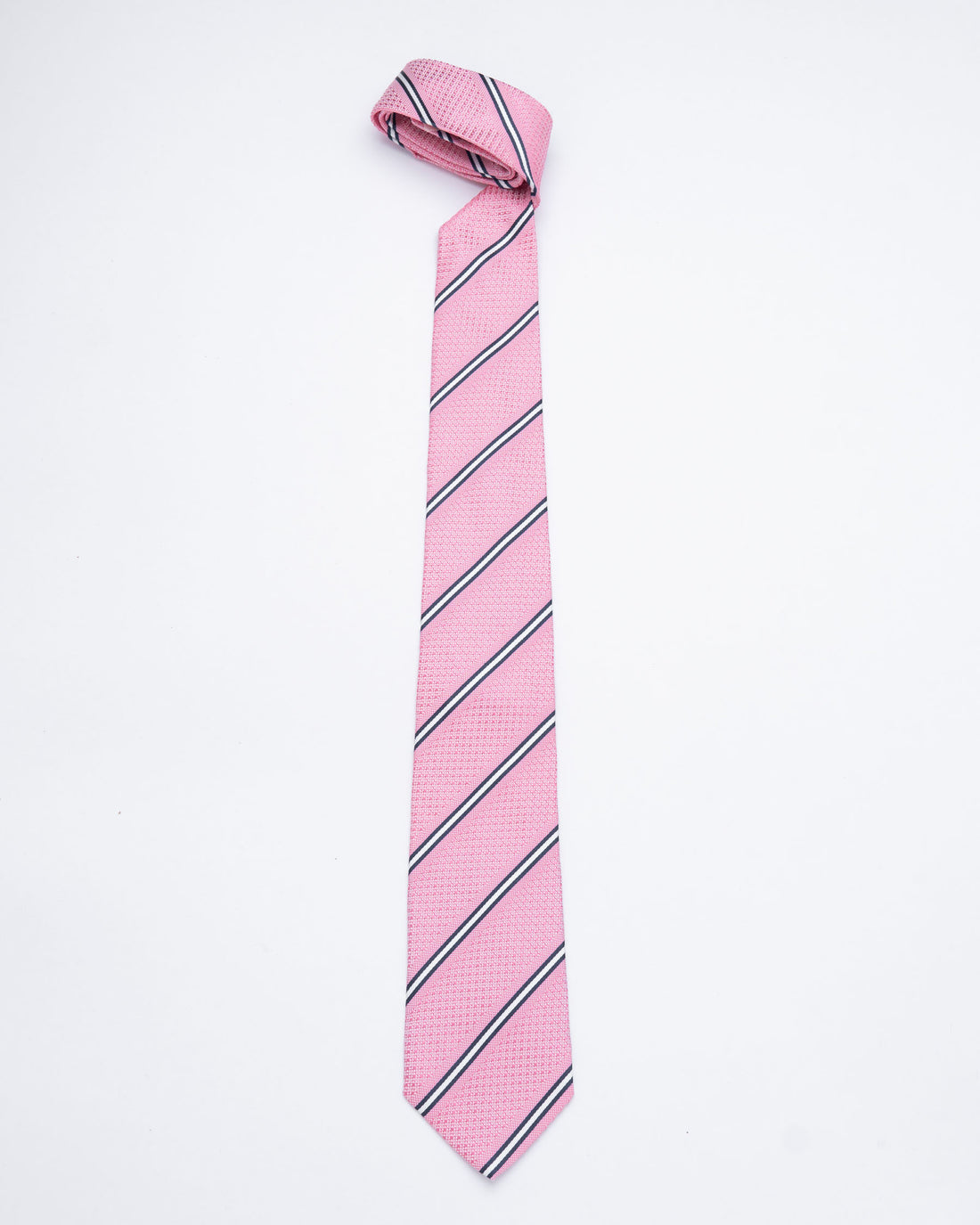 CORBATA ROSADA CON RAYAS AZUL Y BLANCO