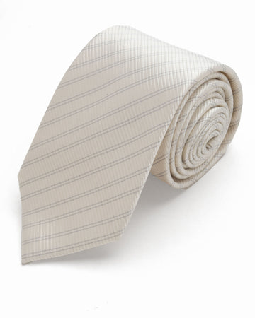 CORBATA CREMA RAYAS DELGADAS GRISES