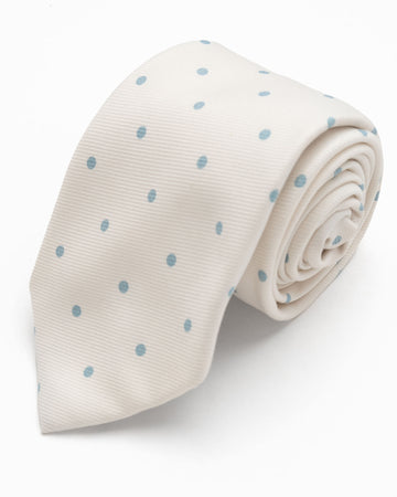 CORBATA CREMA PUNTOS GRISES