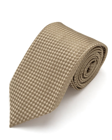 CORBATA BEIGE CON DISEÑOS DE CUADROS EN TONOS SIMILARES