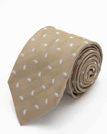 CORBATA BEIGE CON MINIDISEÑOS PAISLEY