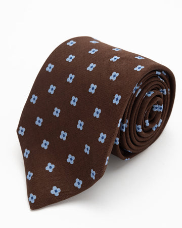 CORBATA MARRON FLORES CELESTES