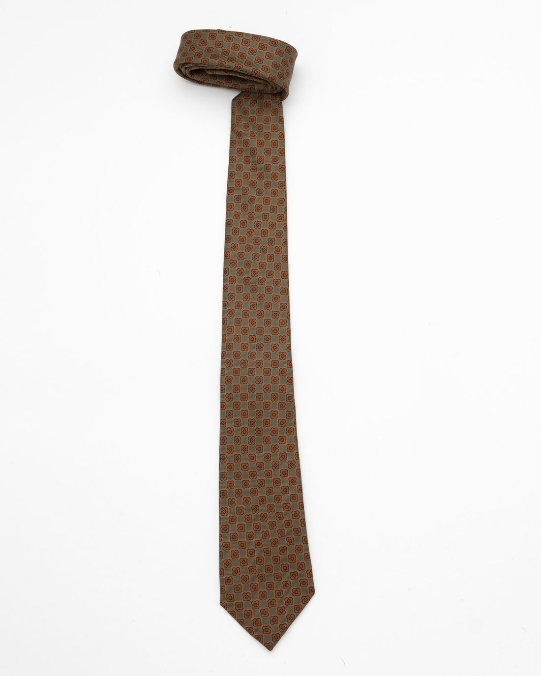 CORBATA VERDE CON FLORES MARRONES