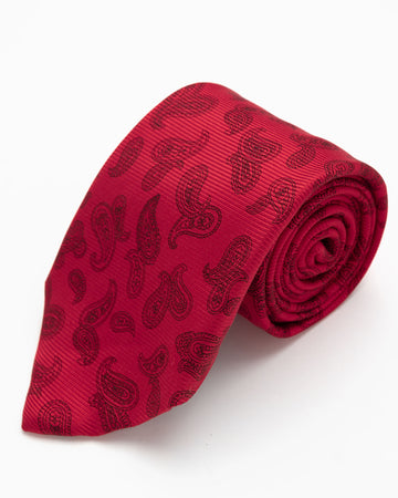 CORBATA ROJA DISEÑOS PAILEY NEGROS