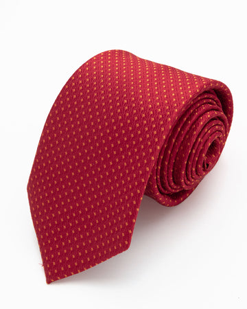 CORBATA ROJO CON DISEÑO NARANJA