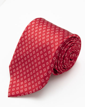 CORBATA ROJO CON DISEÑOS BLANCOS