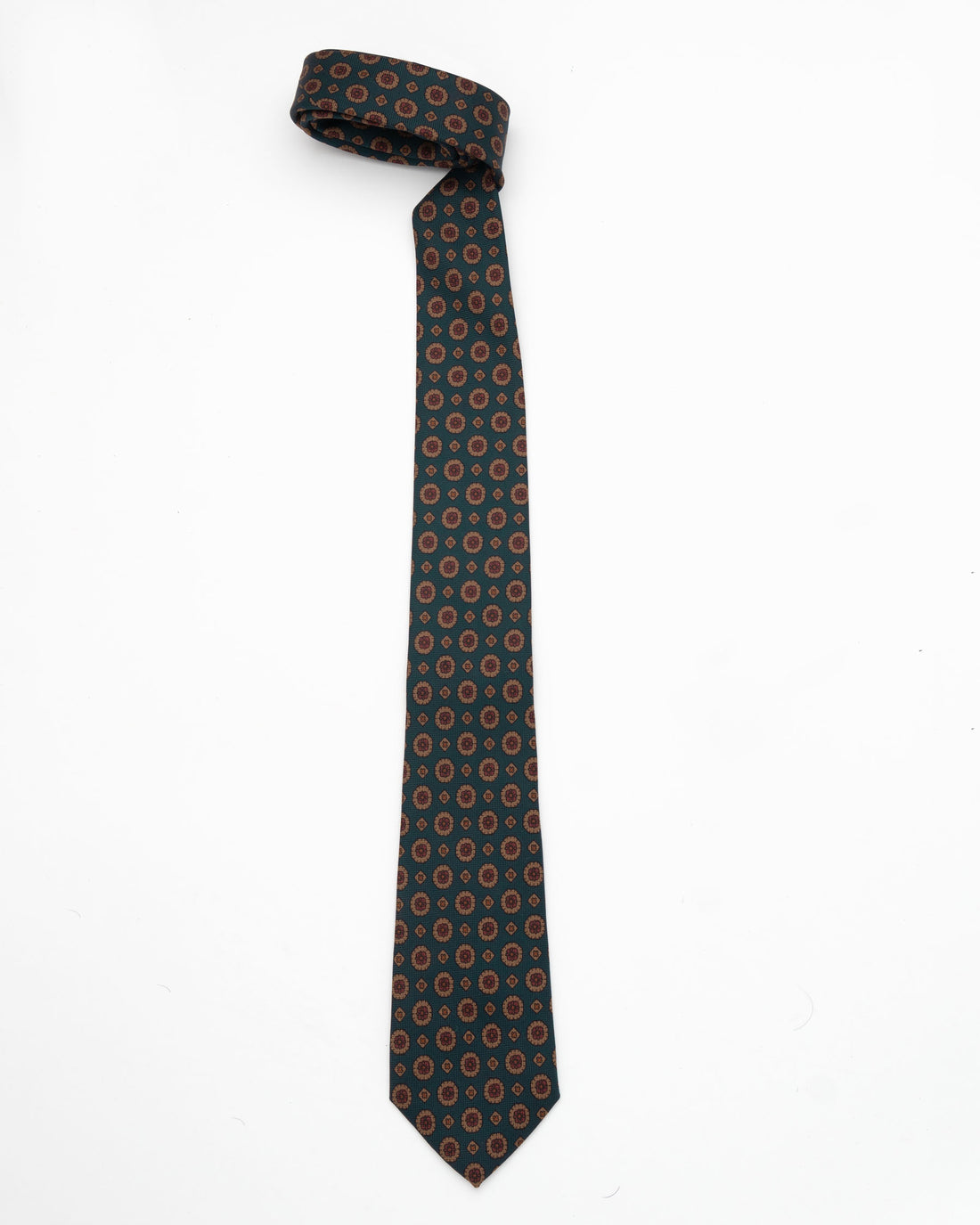 CORBATA AZUL ACERO CON DISEÑOS MARRONES Y GUINDAS