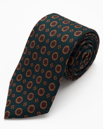 CORBATA AZUL ACERO CON DISEÑOS MARRONES Y GUINDAS