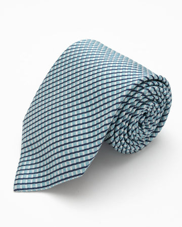 CORBATA CELESTE CON LINEAS AZULES Y GRISES