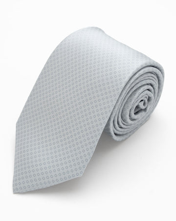 CORBATA GRIS CLARO CON MINICUADROS AZULES