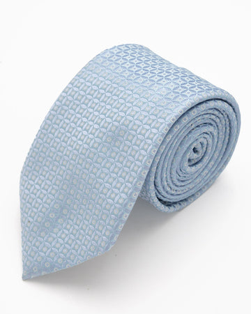 CORBATA CELESTE CON DISEÑO DE CIRCULOS BLANCO