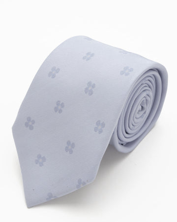 CORBATA CELESTE CLARO CON FLORES GRIS