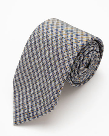 CORBATA GRIS RAYAS AMARILLO Y AZULES