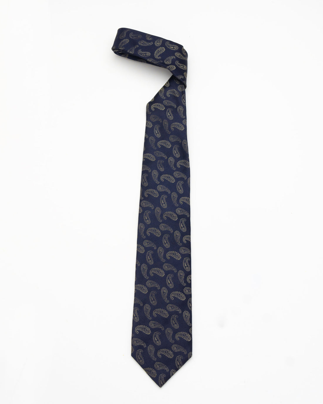 CORBATA AZUL CON DISEÑO PAISLEY EN HILOS DORADOS