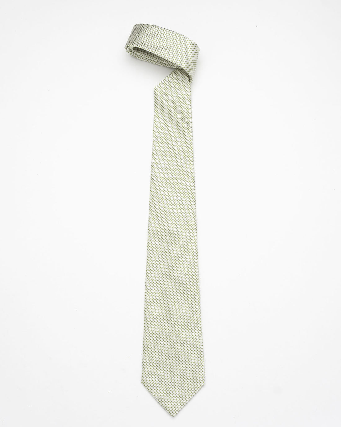 CORBATA CREMA CON DISEÑOS DE CUADRADOS VERDE CLARO