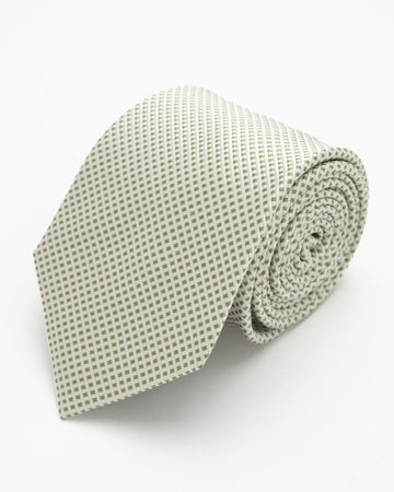 CORBATA CREMA CON DISEÑOS DE CUADRADOS VERDE CLARO