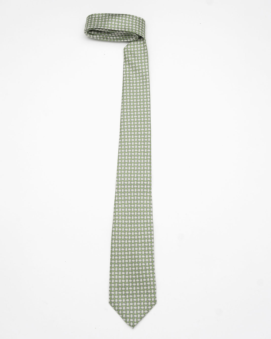 CORBATA VERDE CLARO CON DISEÑOS CREMAS