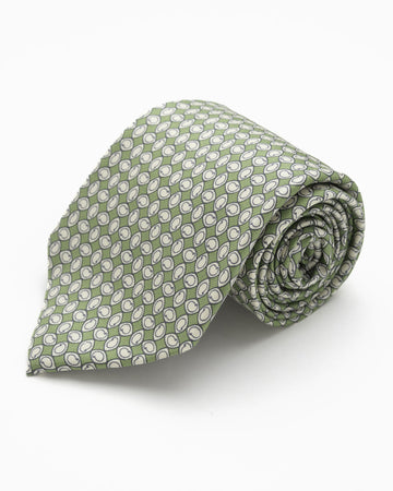 CORBATA VERDE CLARO CON DISEÑOS CREMAS