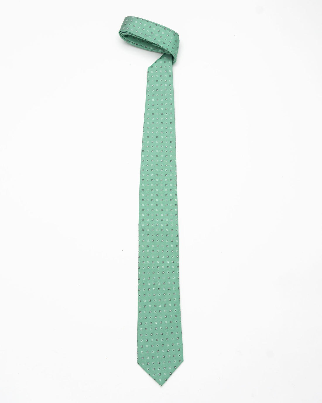 CORBATA VERDE MENTA CON MINI FLORES A TONO
