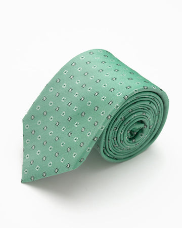 CORBATA VERDE MENTA CON MINI FLORES A TONO