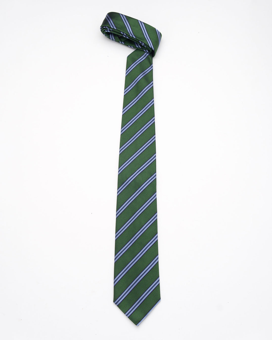 CORBATA VERDE CON RAYAS AZUL Y CELESTES