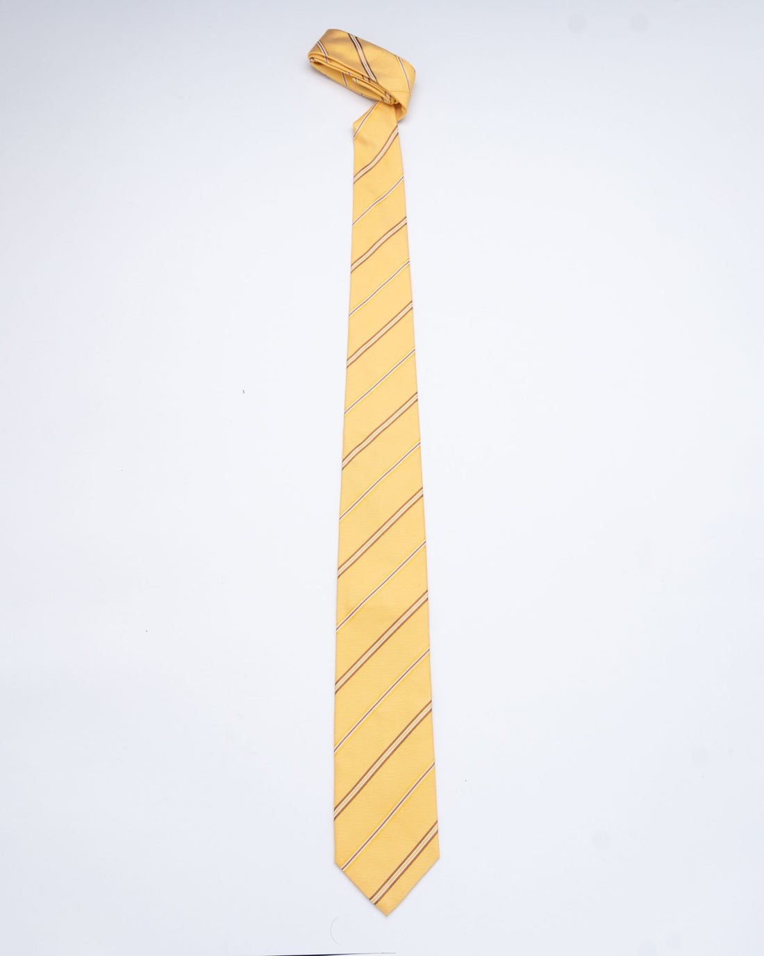 CORBATA AMARILLO CON RAYAS MARRONES Y CREMAS