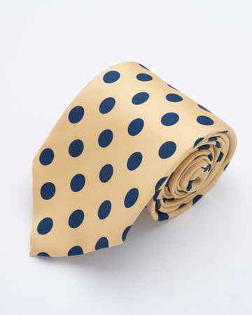 CORBATA AMARILLO CON CIRCULOS AZULES