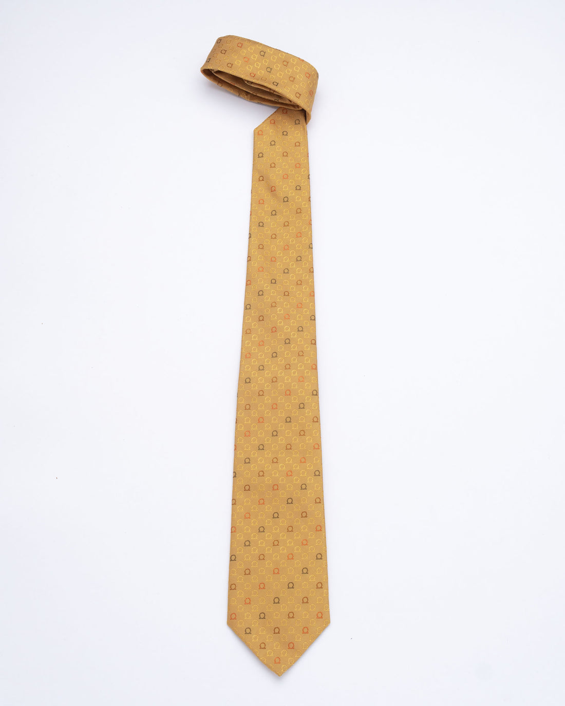 CORBATA MOSTAZA CON DISEÑOS MARRONES