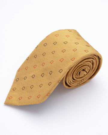 CORBATA MOSTAZA CON DISEÑOS MARRONES