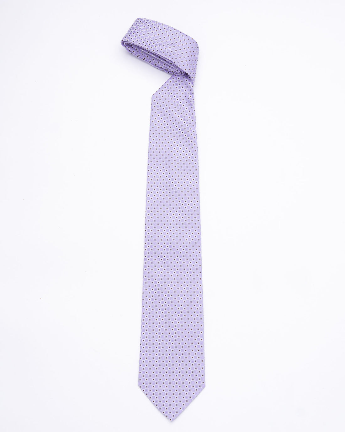 CORBATA LILA CON CUADRADOS GRISES Y MARRONES