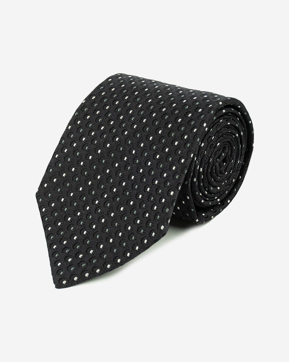 Corbata Negra con Diseños en Círculos
