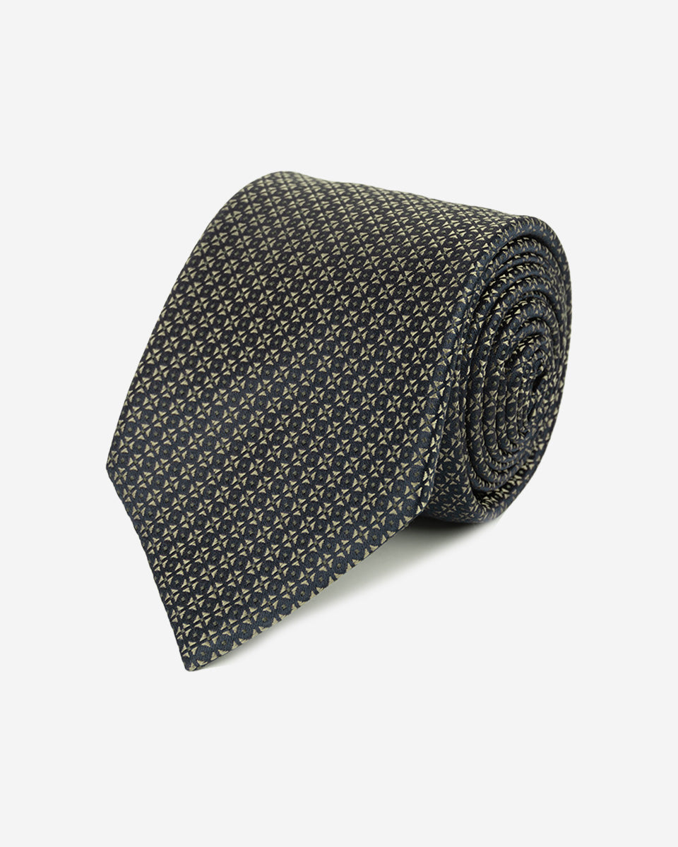 Corbata Acero con Microdiseño Geométrico Jacquard