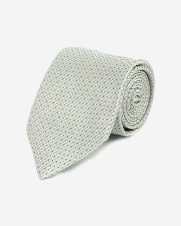 Corbata Hombre Gris con Microdiseño Geométrico Jacquard