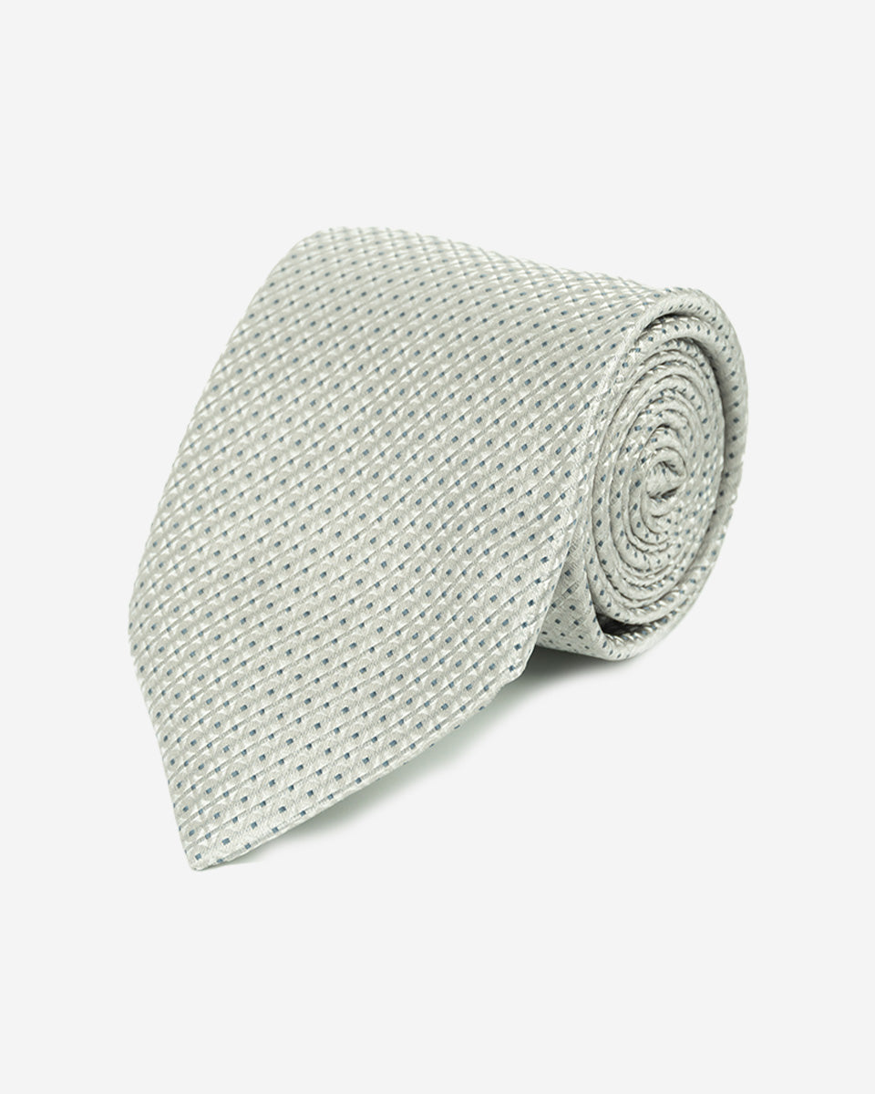 Corbata Gris con Microdiseño Geométrico Jacquard