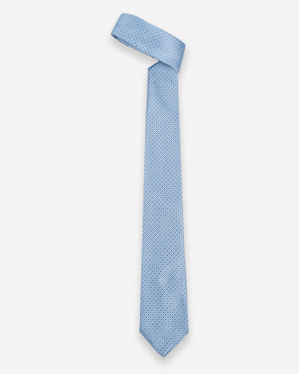 Corbata Celeste con Microdiseño Geométrico Jacquard