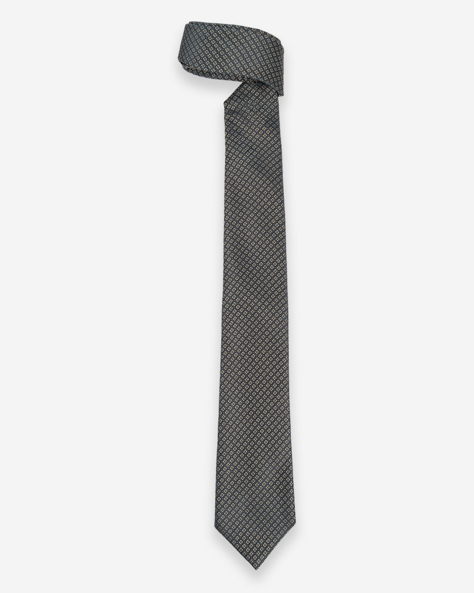 Corbata Acero con Microdiseño Geométrico Jacquard