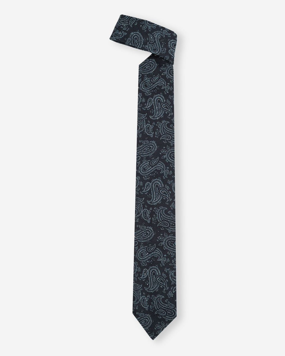 Corbata Azulino con Diseño Paisley Celeste
