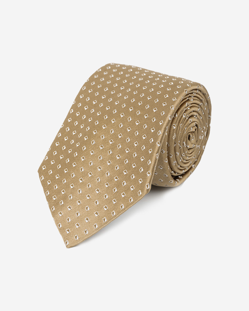Corbata Dorada con Diseño en Micro Rombos