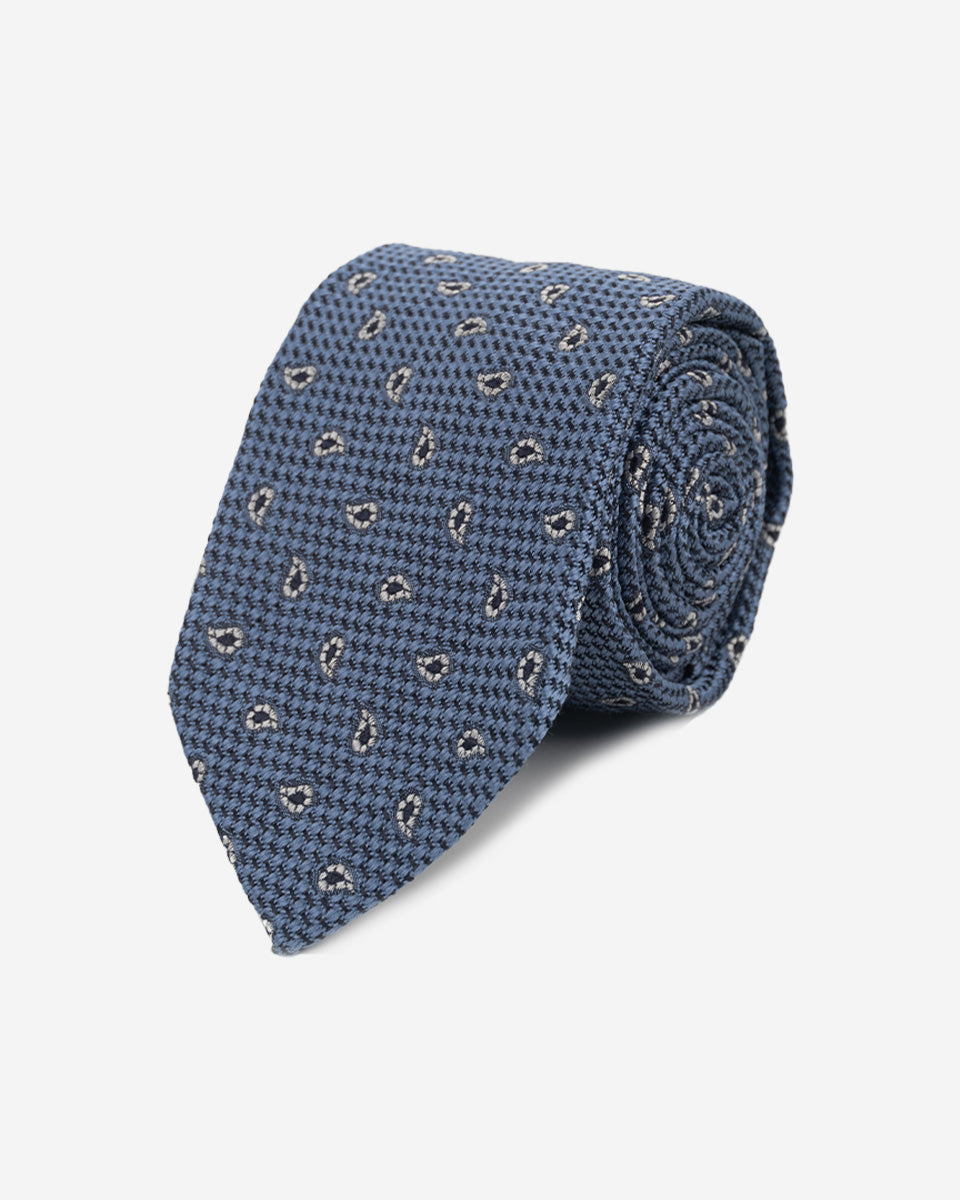Corbata Azul Acero con Diseño Paisley Clásico
