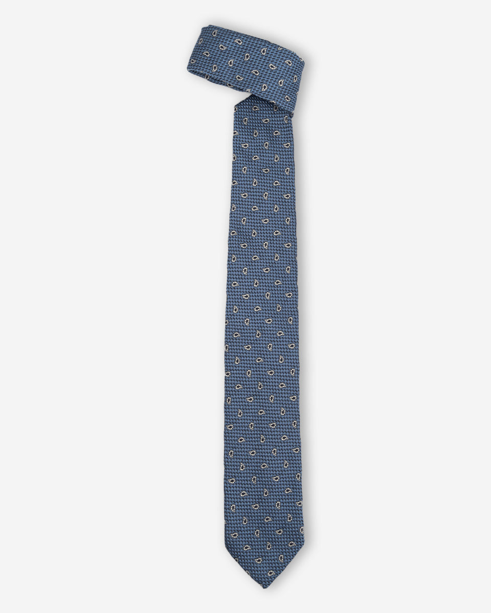 Corbata Azul Acero con Diseño Paisley Clásico