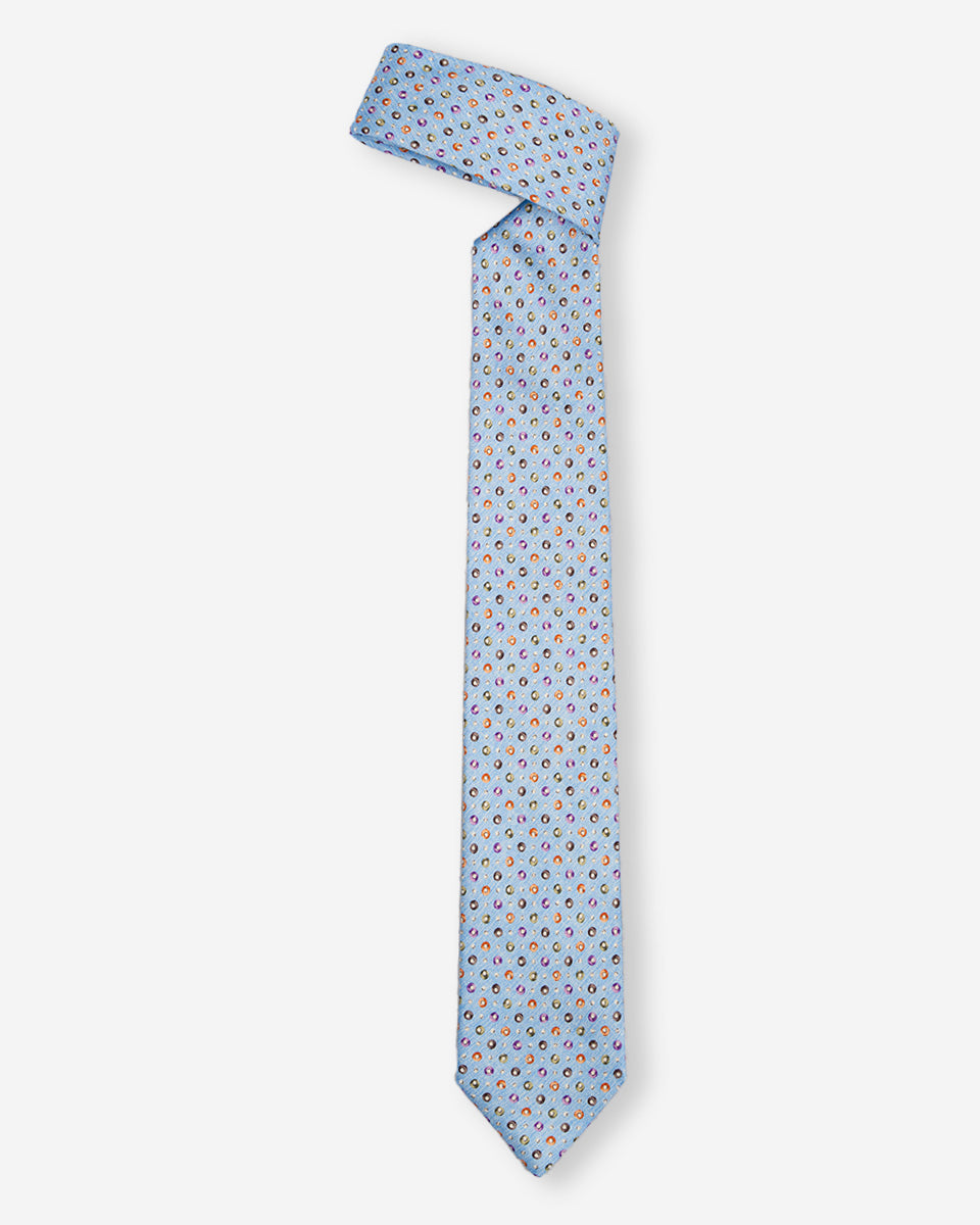 Corbata Celeste con Diseño Circular Multicolor