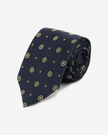 Corbata Hombre Azul Jacquard con Marcos Geométricos