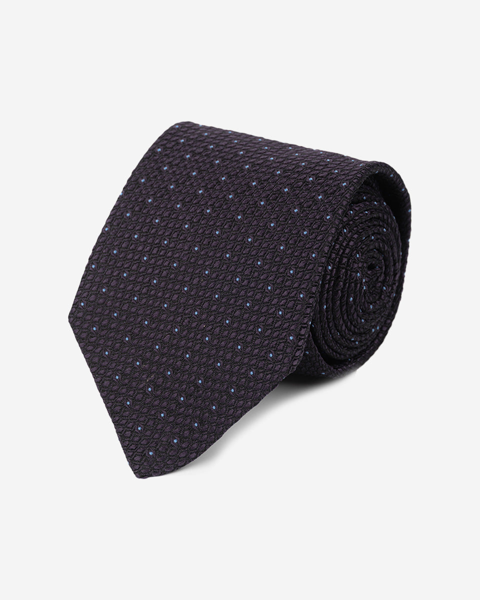 Corbata Morada con Microdiseño y Puntos Celestes