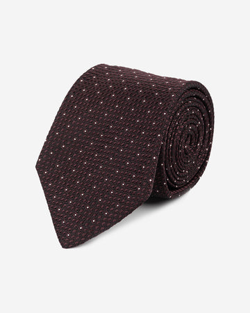 Corbata Vino con Microdiseño y Puntos Blancos