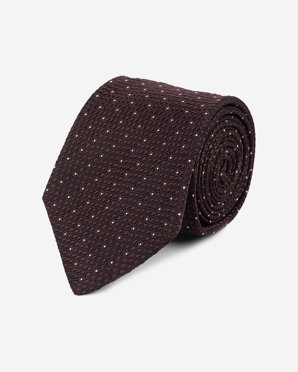 Corbata Vino con Microdiseño y Puntos Blancos