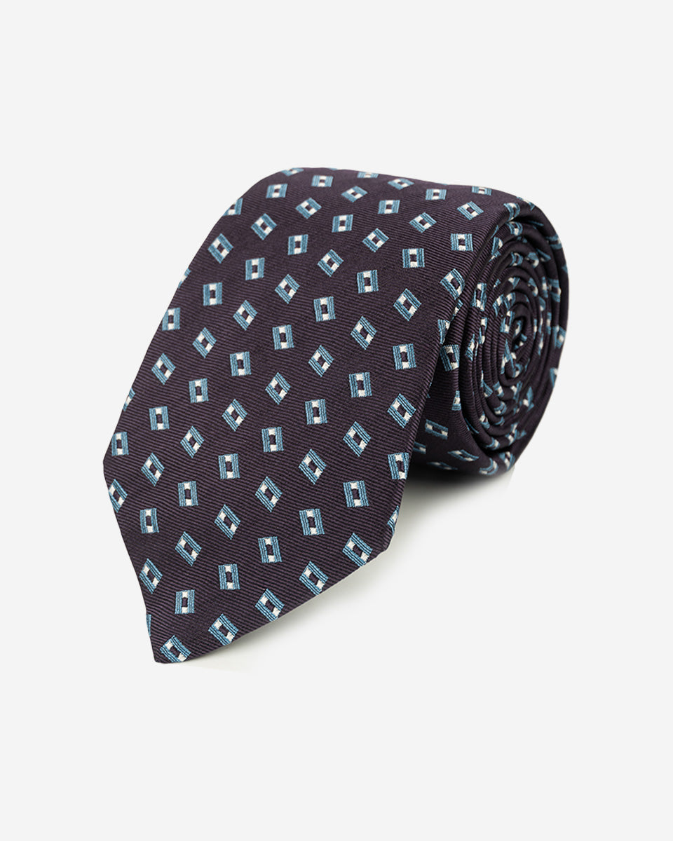 Corbata Morada con Diseño de Rectángulos
