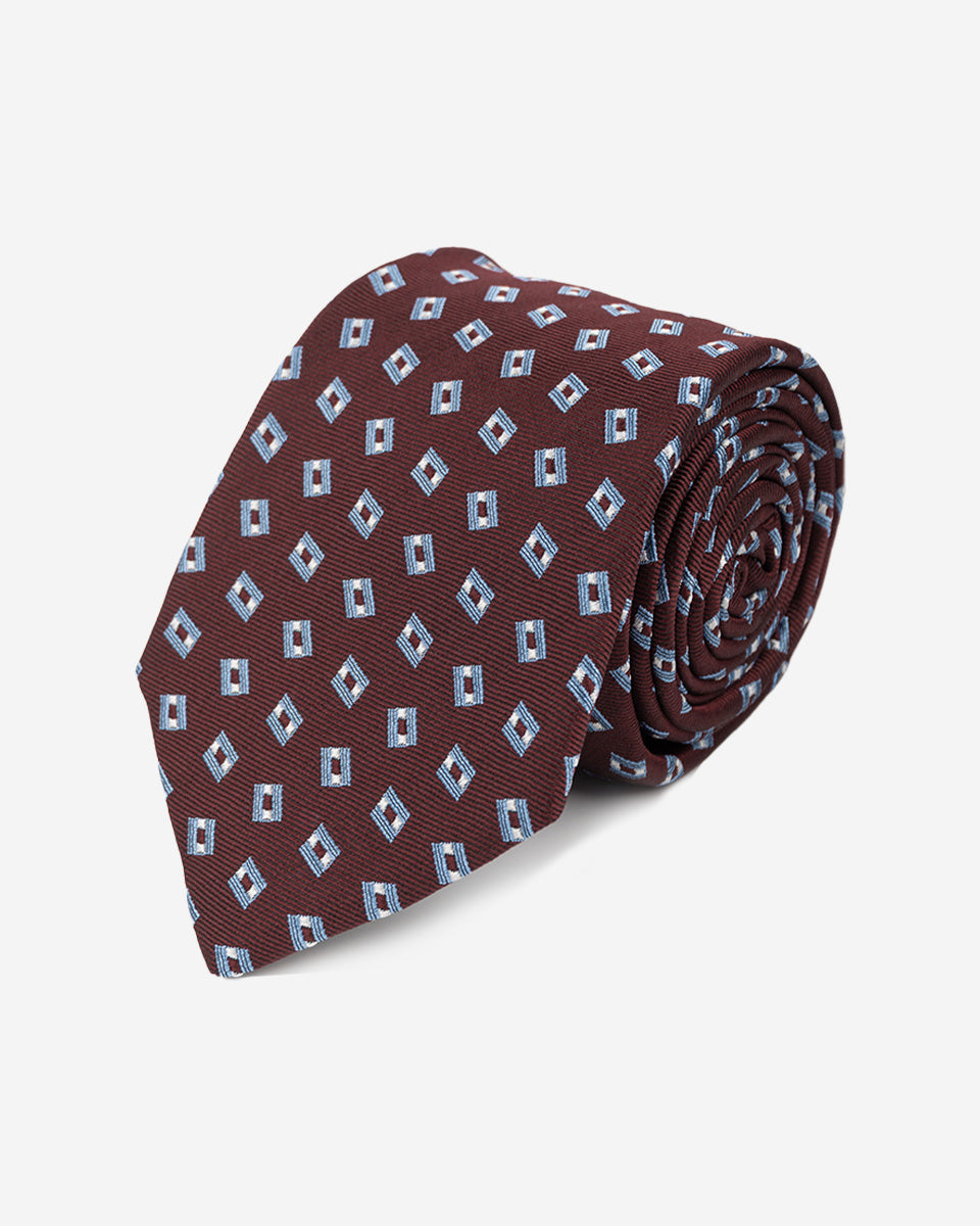 Corbata Vino con Diseño de Rectángulos
