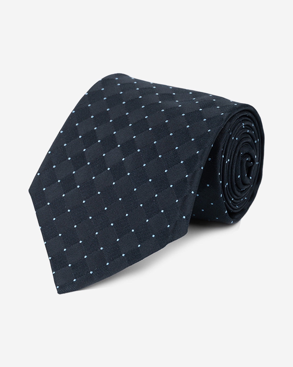 Corbata Acero con Diseño de Rombos y Puntos Celestes