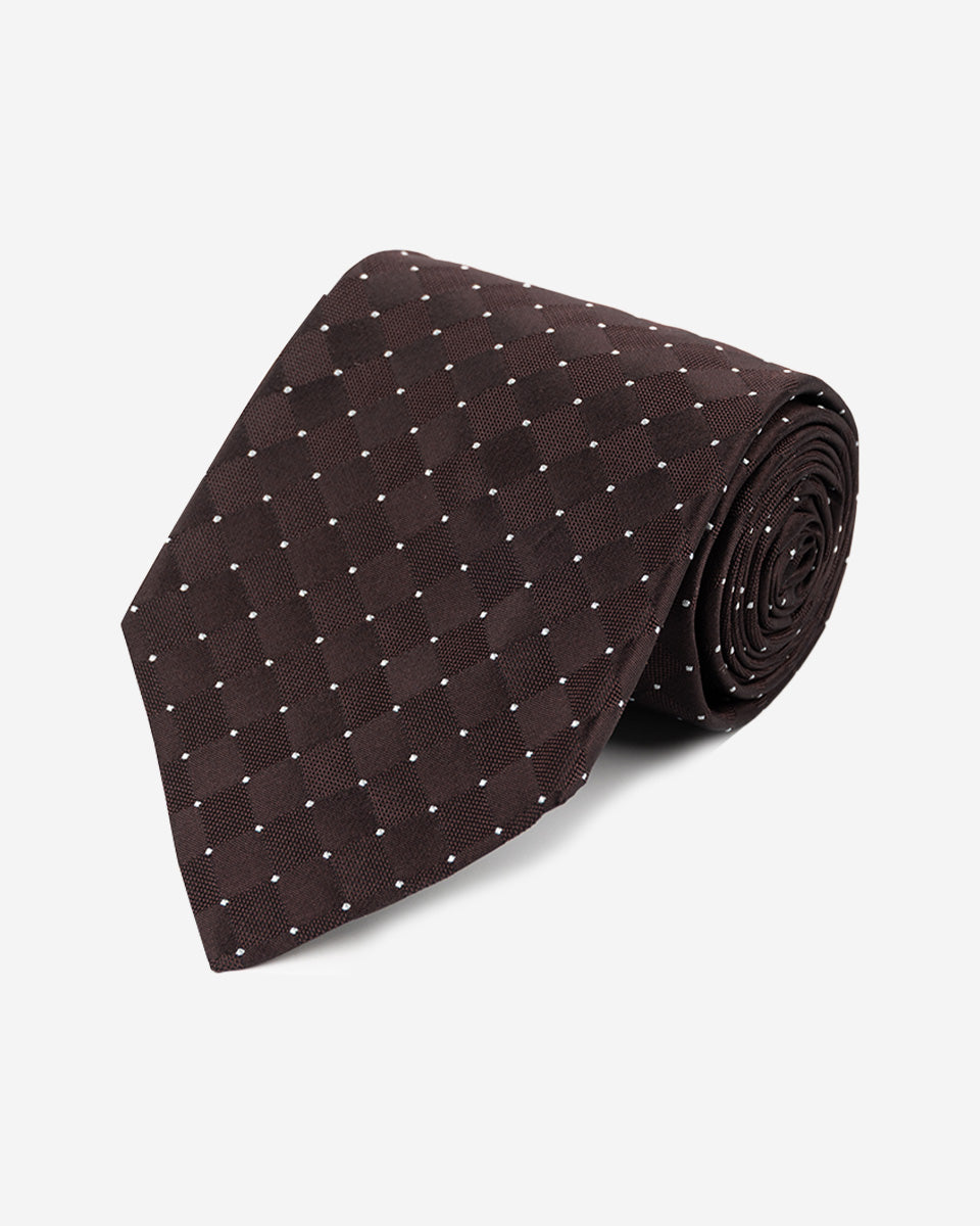 Corbata Borgoña con Diseño de Rombos y Puntos Blancos